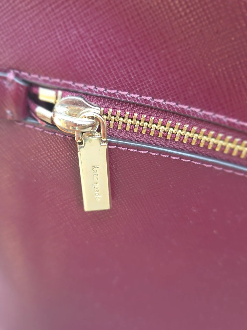 kate spade Burgandy Wine Genuine Leather Backpack with Gold Hardware